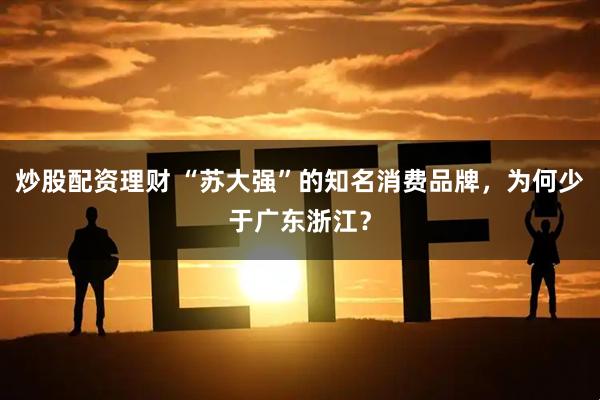 炒股配资理财 “苏大强”的知名消费品牌，为何少于广东浙江？