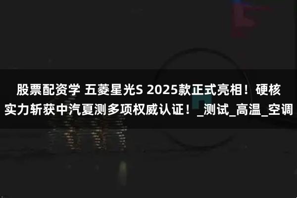 股票配资学 五菱星光S 2025款正式亮相！硬核实力斩获中汽夏测多项权威认证！_测试_高温_空调